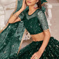 Aastha Fashion Parrot Green Butterfly Net All Over Thread Work, Zari Work And Sandwich Sequence Work Embroidery Wedding Wear Lehenga Choli
