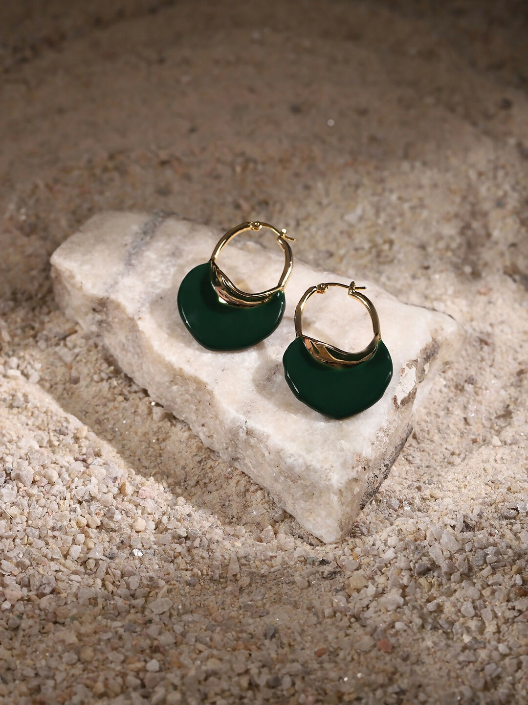 Green Mother of Pearls Stone Earrings- Ruby Raang | Swadesiicart