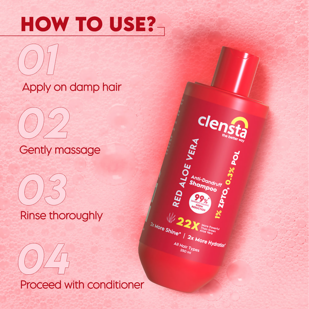 Clensta Red Aloe Vera Anti-Dandruff Shampoo | Swadesiicart