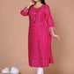 Miravan Women's Embroidered Pink Bandhani Pakistani Straight Kurti - Swadesiicart