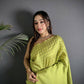 Joban Fashion Light Green Banarasi Soft Lichi Silk Checks & Woven Saree | Swadesiicart