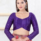 Joban Fashion Brinjal Gajji Silk Elbow Sleeveless Back Open Blouse - Swadesiicart