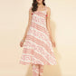 Janasya Women's White Cotton Geometric Printed Casual A-line Co-ords - Swadesiicart