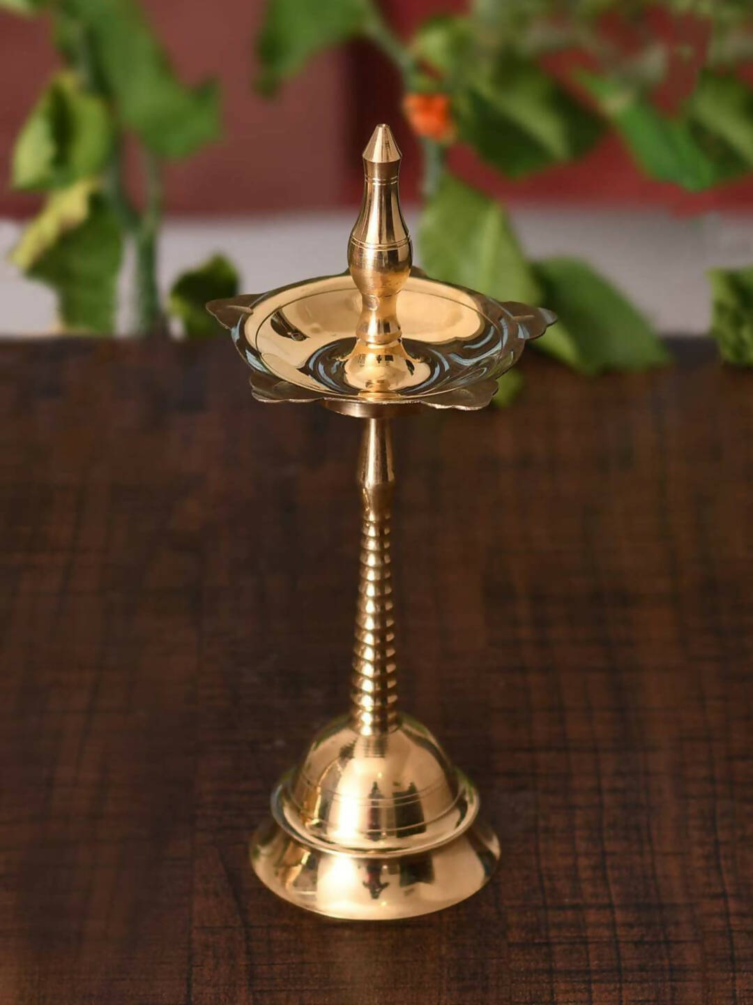 CraftVatika Gold-Toned Fancy Kerala Diya Oil Lamp Stand For Puja Diwali | Swadesiicart