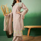 Light Brown Georgette Handwork Unstitched Dress Material - Hanika | Swadesiicart