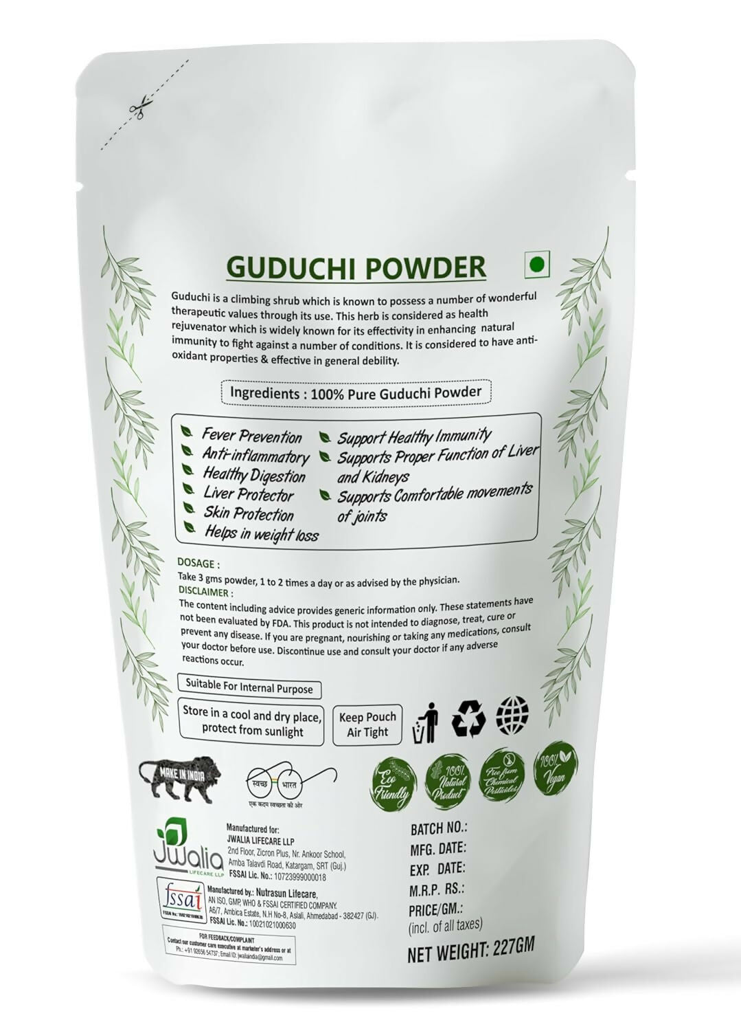 Myherb Natural Organic Guduchi Powder/Giloy Powder | Swadesiicart