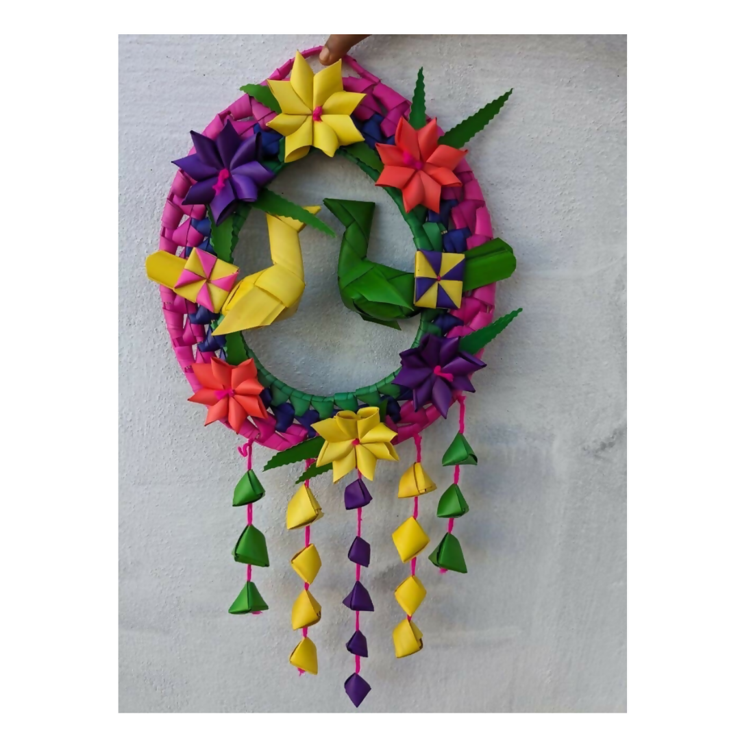 Shuddh Natural Hand Made Palm Leaf Double Parrot Wreath | Swadesiicart