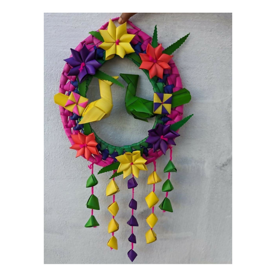 Shuddh Natural Hand Made Palm Leaf Double Parrot Wreath | Swadesiicart