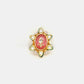Ruby Raang Gold Polished Peach Kundan Cocktail Ring | Swadesiicart