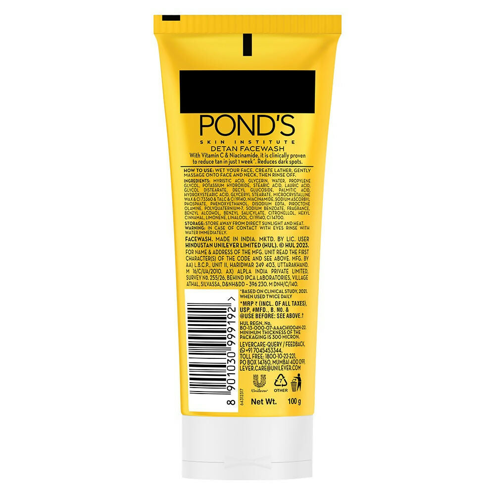 Ponds DeTan Face Wash With Niacinamide & Vitamin C - Swadesiicart