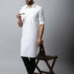 Even Apparels White Color Pure Cotton Solid Men's Kurta With Shirt Collar (SLD1203) | Swadesiicart