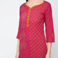 Aniyah Cotton Block Printed Traditional Straight Kurta In Magenta Color (AN-125K) - Swadesiicart