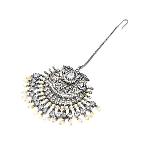 Oversized Diamond Maang Tikka- Ruby Raang | Swadesiicart