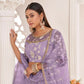 Aastha Fashion Lavender Butterfly Net White Cotton Thread Work, Zari Work And Sandwich Sequence Work Embroidery Wedding Wear Lehenga Choli