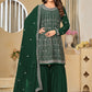 Faux Georgette Green Embroidered Gharara Style Suit - Emponline | Swadesiicart