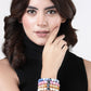 NVR Men & Women Set of 4 Artificial Beads-Beaded Evil Eye Elasticated Bracelet - Swadesiicart