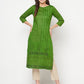 Aniyah Green Cotton Block print straight kurta - Swadesiicart