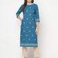 Aniyah Rayon Digital Screen Printed Blue Color Straight Kurta - Swadesiicart