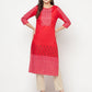 Aniyah Cotton Block Print Red Straight Kurta - Swadesiicart