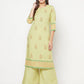 Aniyah Rayon Screen Print Pista Green Straight Kurta - Swadesiicart