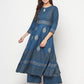 Aniyah Rayon Block Print Flared Slip-on Blue Palazzo