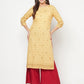 Aniyah Rayon Digital Screen Printed Golden Beige Straight Kurta - Swadesiicart