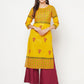 Aniyah Mustard Cotton Block Print Straight Kurta - Swadesiicart