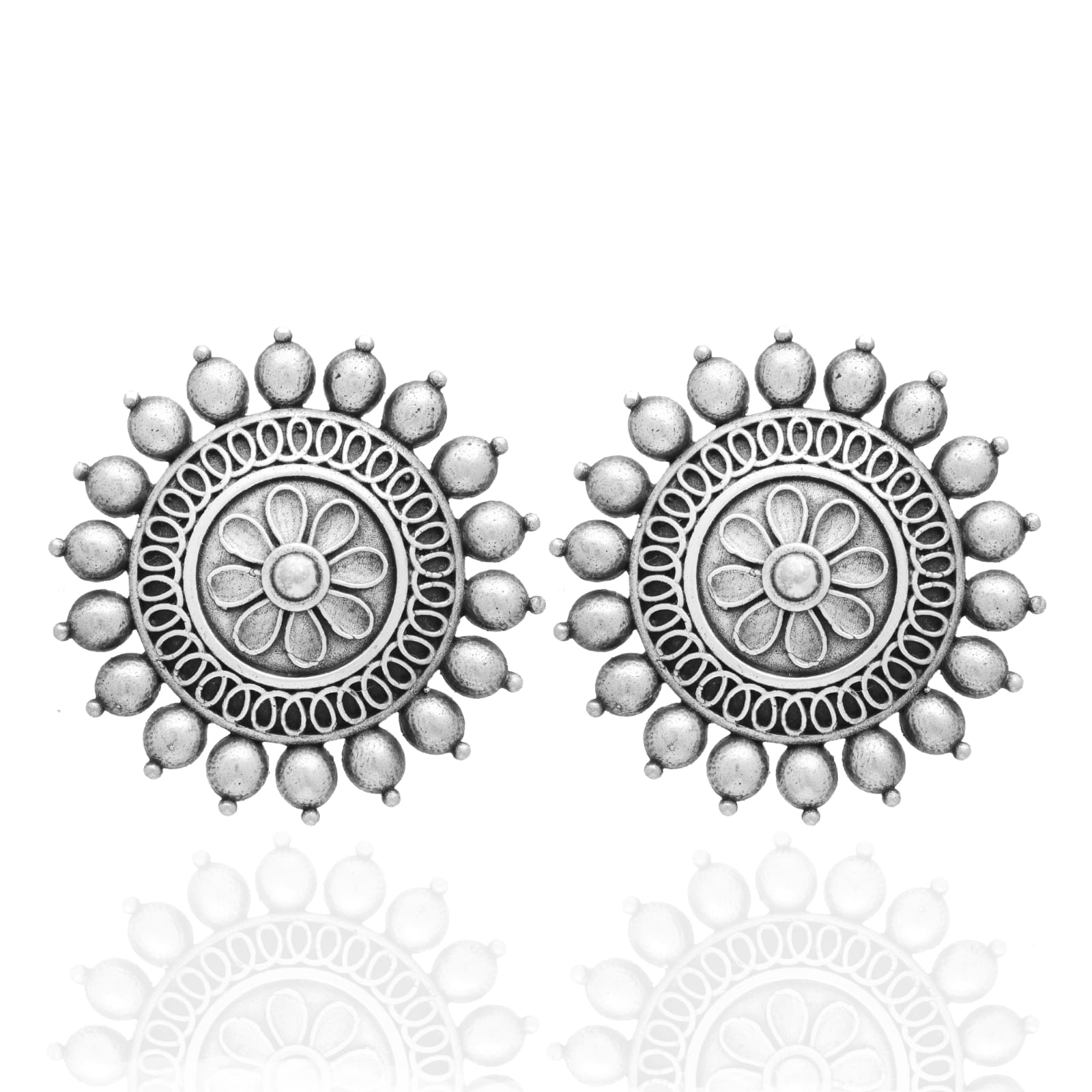 New Stylish Oxidized Gold-Polished Gold Studs Earrings for Womens by House of Ree | Swadesiicart