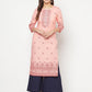 Aniyah Peach Color Rayon Digital Screen Print Straight Kurta - Swadesiicart