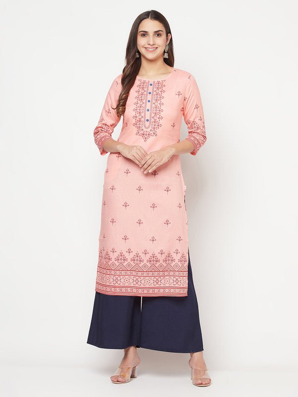 Aniyah Peach Color Rayon Digital Screen Print Straight Kurta - Swadesiicart