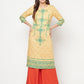Aniyah Rayon Digital Screen Print Golden Beige Straight Kurta - Swadesiicart