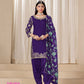 Anaita Purple Premium Embroidered Roman Silk Salwar Suit