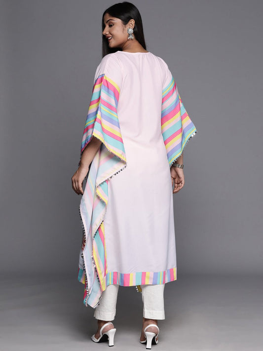 Ahalyaa Printed Plus Size Flared Sleeves Sequined Crepe Kaftan Kurta | Swadesiicart