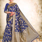 Vardha Space Blue Woven Zari Jaal Banarasi Saree | Swadesiicart