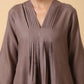 trueBrowns Cotton Linen Burnt Brown Pleated Co-Ord Set - Swadesiicart