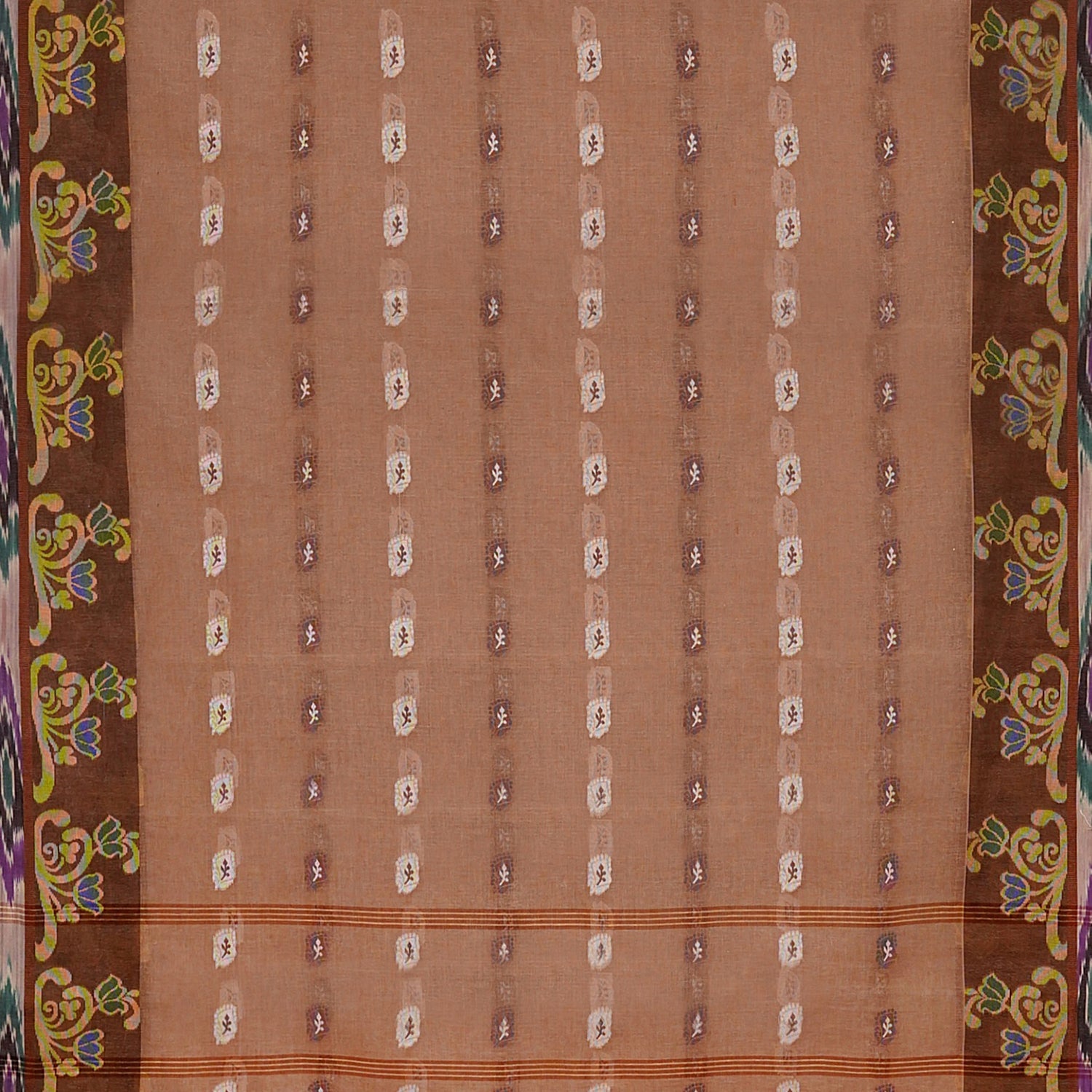 Exclusive Collection 100% Pure Cotton Brown Tant Saree With Hand Weaving Work - Swadesiicart