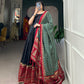 Lorenvalley Black Tussar Silk Print With Foil Print Gown with Dupatta | Swadesiicart
