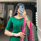 Lorenvalley Green Tussar Silk Print With Foil Print Gown with Dupatta | Swadesiicart