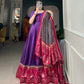 Lorenvalley Purple Tussar Silk Print With Foil Print Gown with Dupatta | Swadesiicart