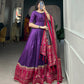 Lorenvalley Purple Tussar Silk Print With Foil Print Gown with Dupatta | Swadesiicart