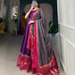 Lorenvalley Purple Tussar Silk Print With Foil Print Gown with Dupatta | Swadesiicart