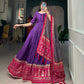 Lorenvalley Purple Tussar Silk Print With Foil Print Gown with Dupatta | Swadesiicart