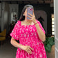 Lorenvalley Pink Georgette Floral Print Gown | Swadesiicart