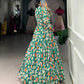 Lorenvalley Green Georgette Floral Print Gown | Swadesiicart