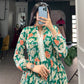 Lorenvalley Green Georgette Floral Print Gown | Swadesiicart
