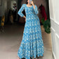 Lorenvalley Blue Georgette Printed Gown | Swadesiicart
