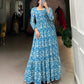Lorenvalley Blue Georgette Printed Gown | Swadesiicart