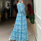 Lorenvalley Blue Georgette Printed Gown | Swadesiicart