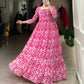 Lorenvalley Pink Georgette Printed Gown | Swadesiicart