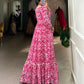 Lorenvalley Pink Georgette Printed Gown | Swadesiicart